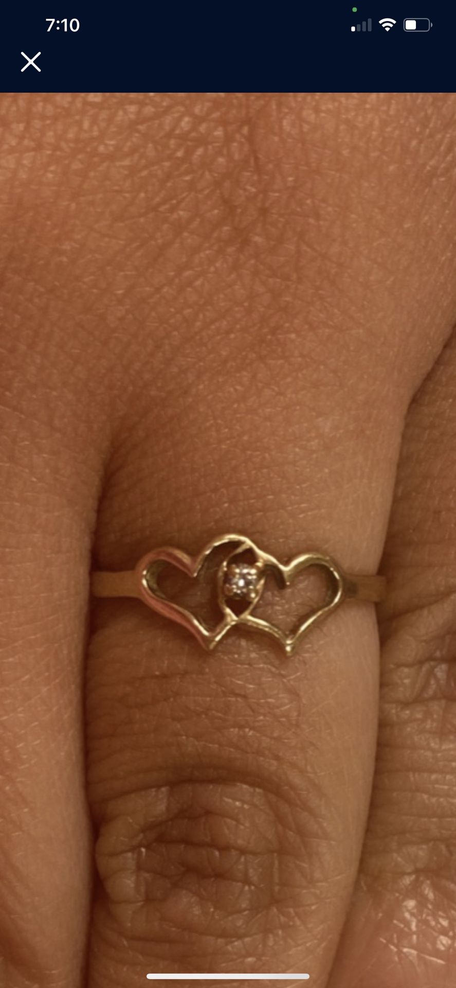 10kt Gold Heart Ring w/ Diamond Stone