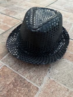 Black Sequin Fedora Hat