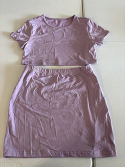 Pink Pair Crap Top And Skirt