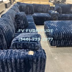 Brand New! Oversized Sectional Blue Corduroy Sectional! Same Day Delivery