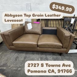 Abbyson Top Grain Leather Loveseat 