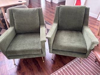 West Elm Carlo Mid-Century Chairs – Set of 2 – Olive Green