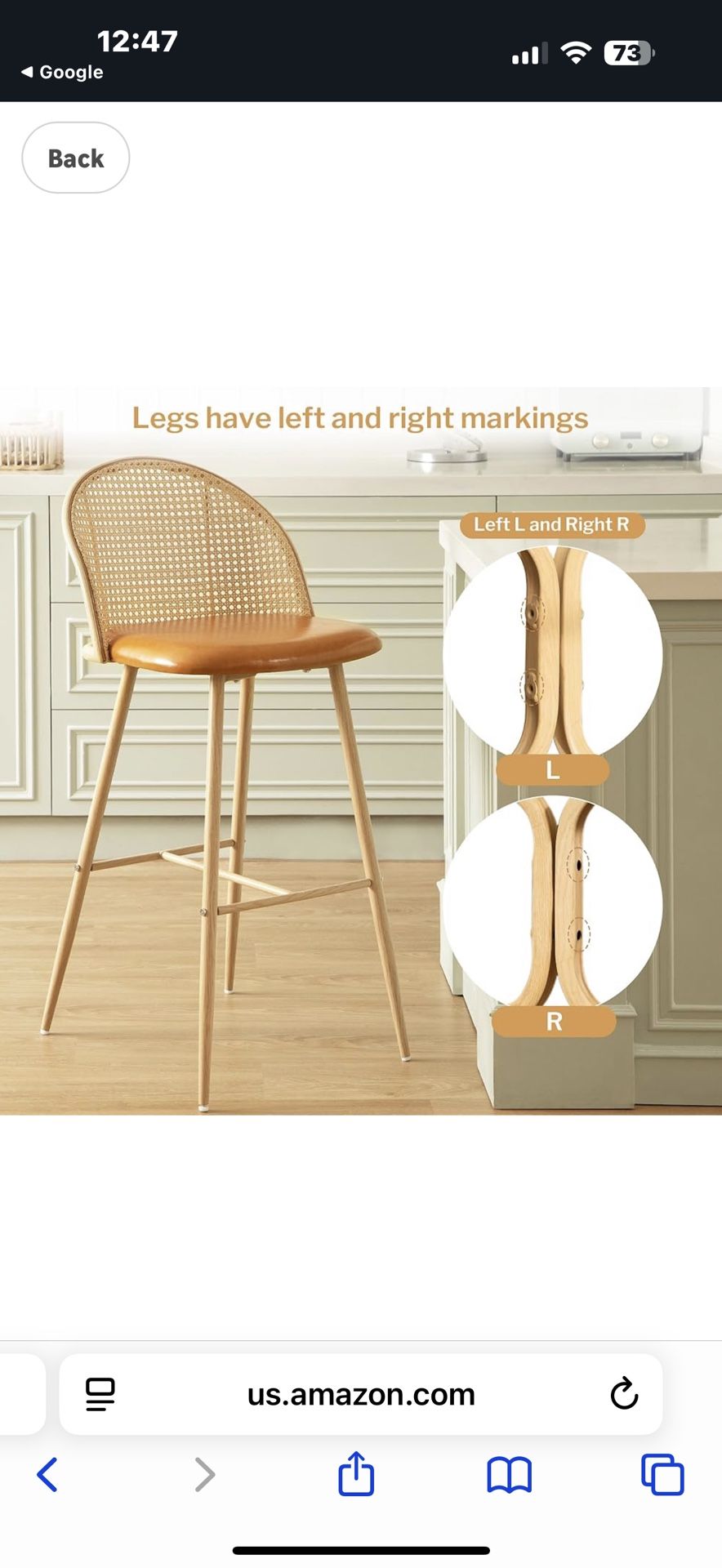 Rattan Bar Sto ols Set of 2,