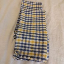 2 Blue, White & Yellow Cloth Kitchen Napkins 16"