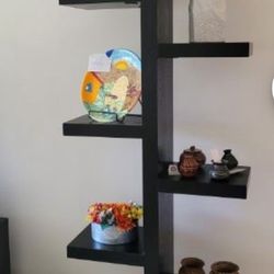 Tree Shaped Asymmetrical  Bookcase Book Shelf Black