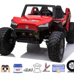 24 Volt Kids Clash Ride On Car 4x4 With Leather Seats And Rubber Tires MP3 Player Parental Remote Control 