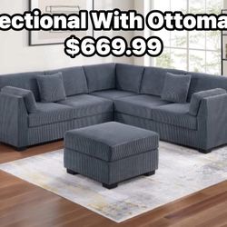 $669 2Pcs Corduroy Sectional
