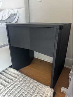 Crate and Barrel Black Fluted Wood Night Stand