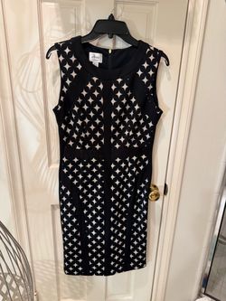 DM Collections Black Geometric Cutout Sheath Dress