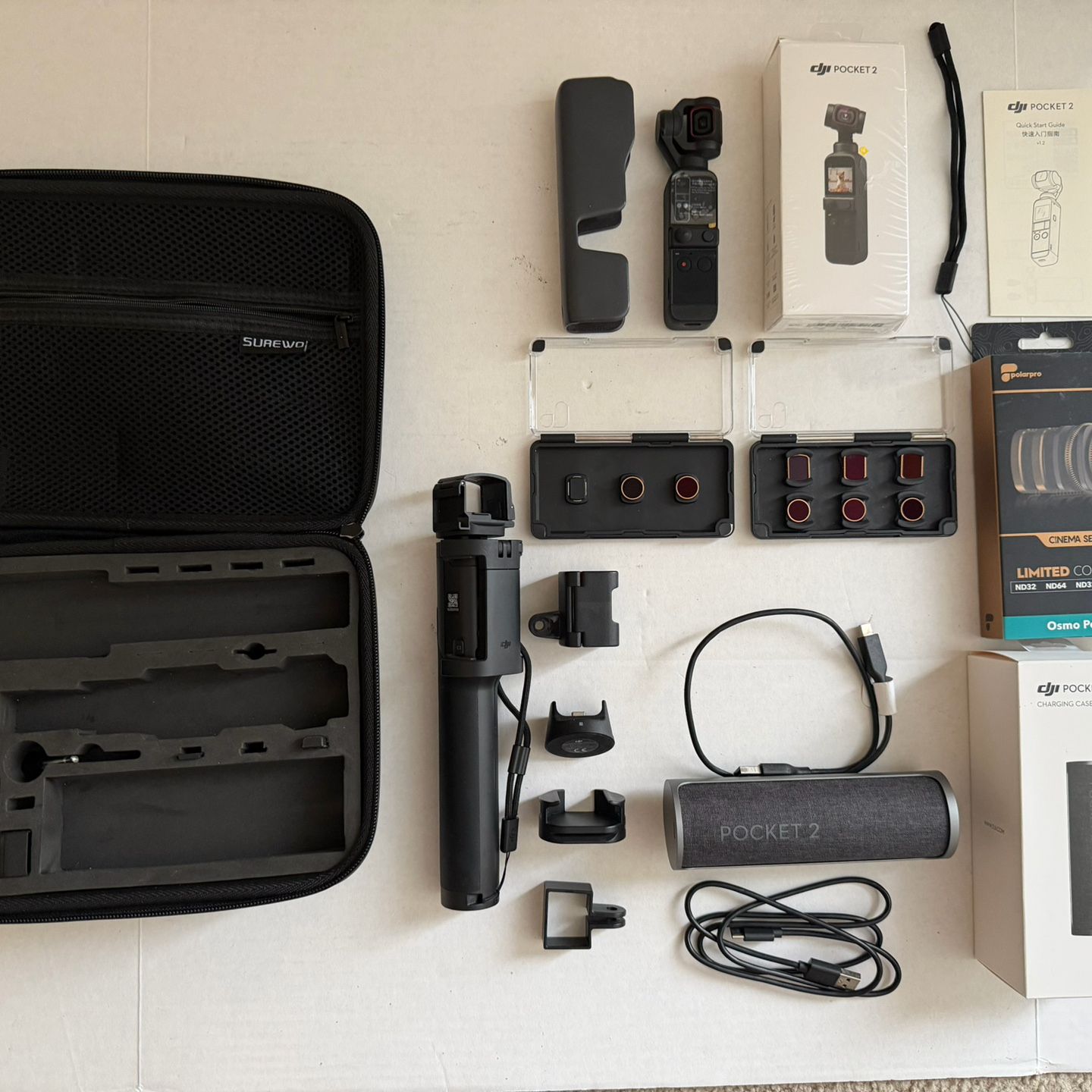DJI Osmo Pocket 2 -3 Axis GIMBAL Stabil - 4k Creators Kit + 11 Accessories + Case