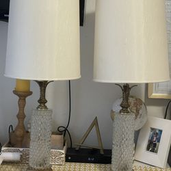 Vintage 60’s Heyco Brass And Glass Lamps 