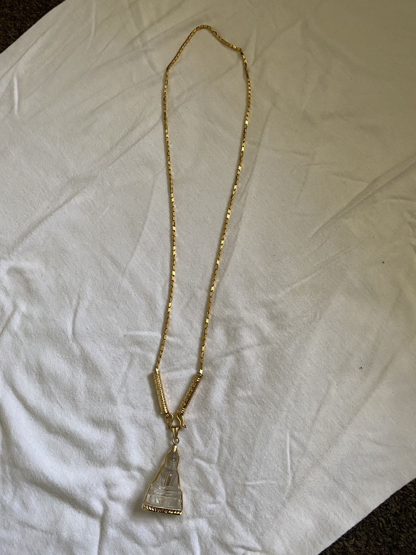 24k Asian Gold Necklace, With Two 18k Add On Gold Bar, And A 24k Gold Buddha Pendent.