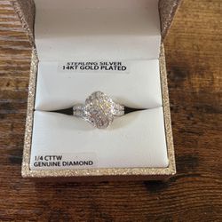 14KT, 1/4 CTTW Genuine Diamond Ring