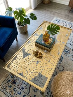 Gold glass coffee table