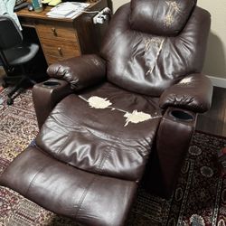 Brown Vegan Leather Automatic Recliner