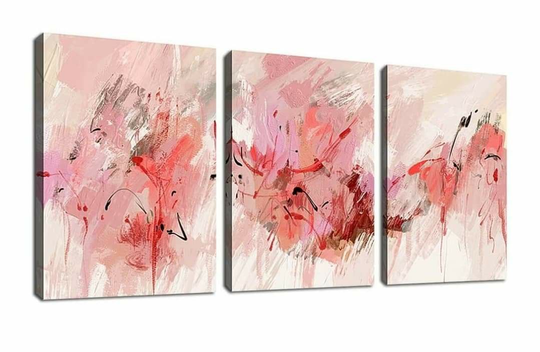 Pink Abstract Wall Art Modern Canvas