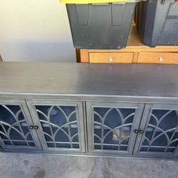 Gray Glass Door Cabinet / TV Stand