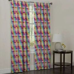 Two Polka Dotz 84-inch Multi Polyester Curtain Panels New Sealed In The Package