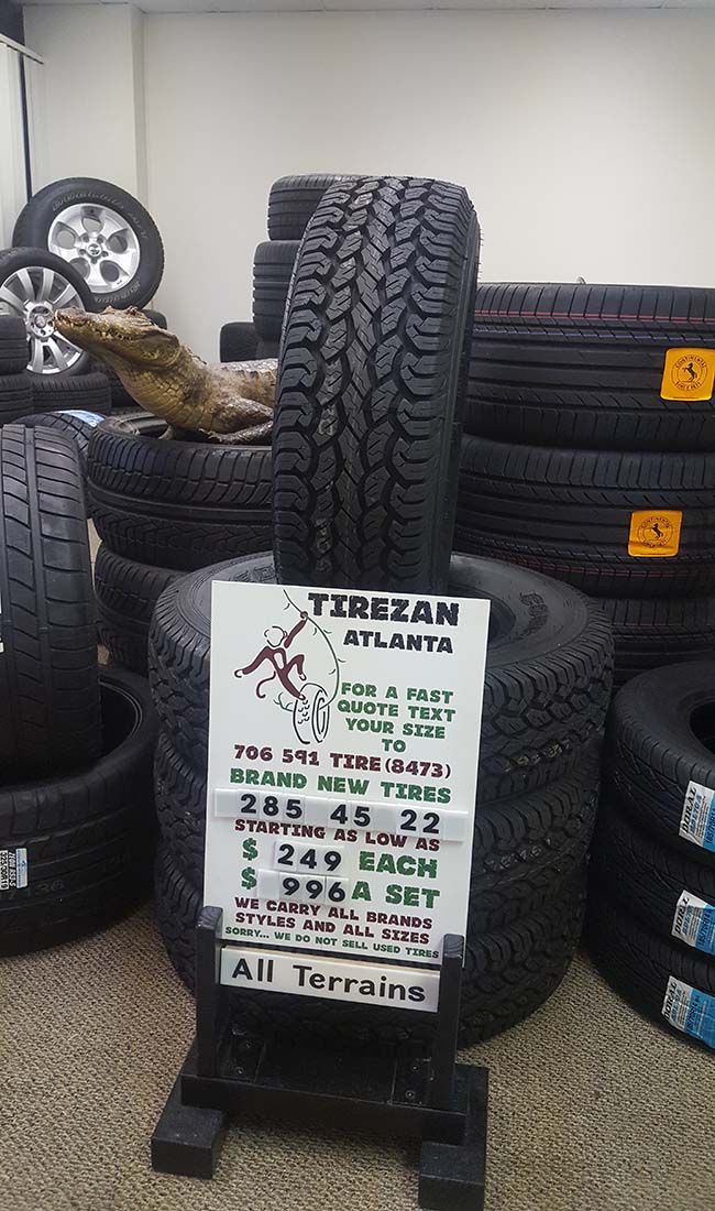 285 45 22 AT BRAND NEW TIRE TIRES $249 EACH $996 SET