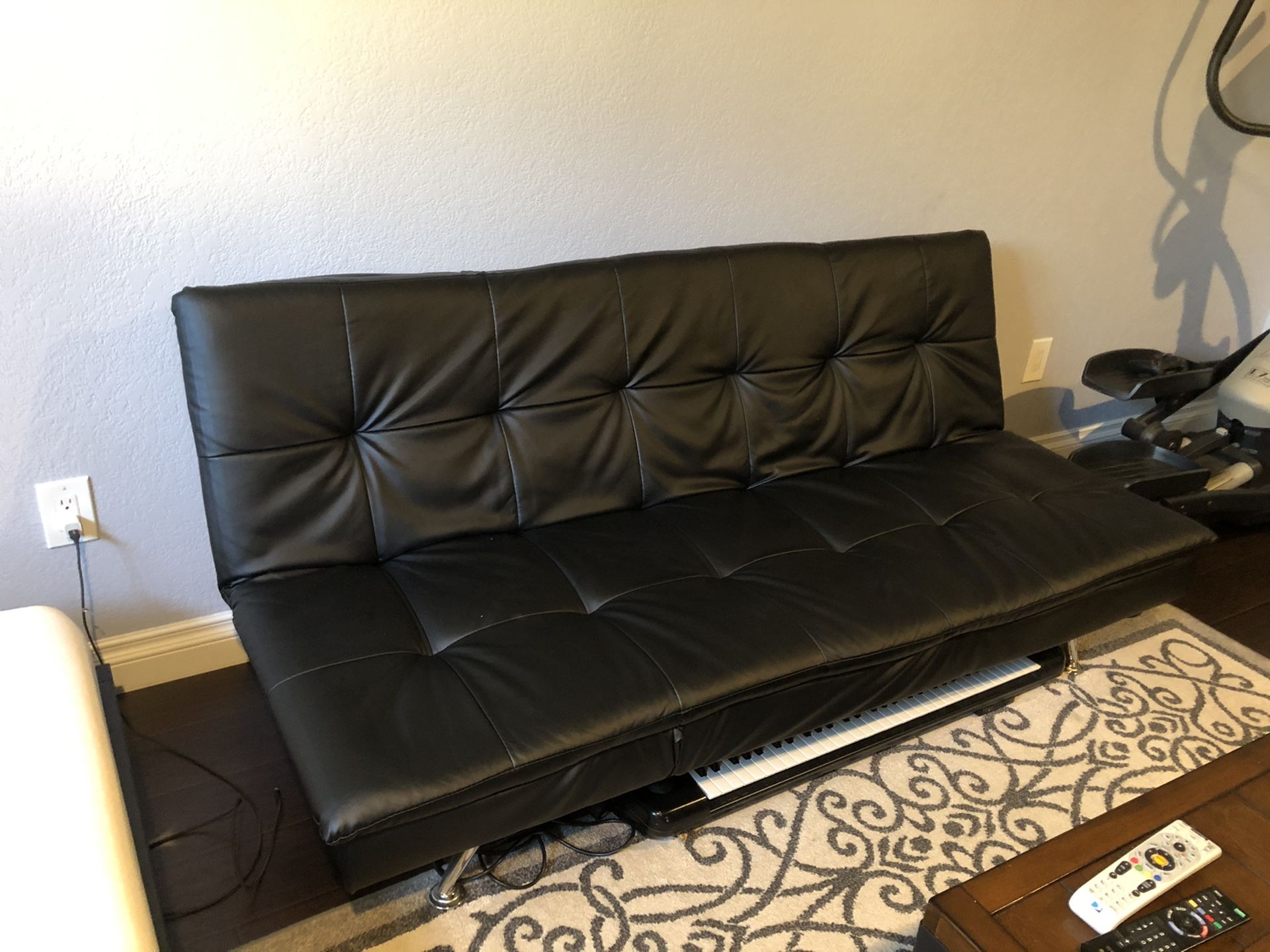 Black Leather Futon in great condition