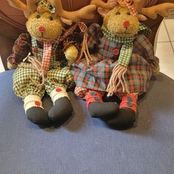 Vintage Christmas Holiday Moose Reindeer Plush