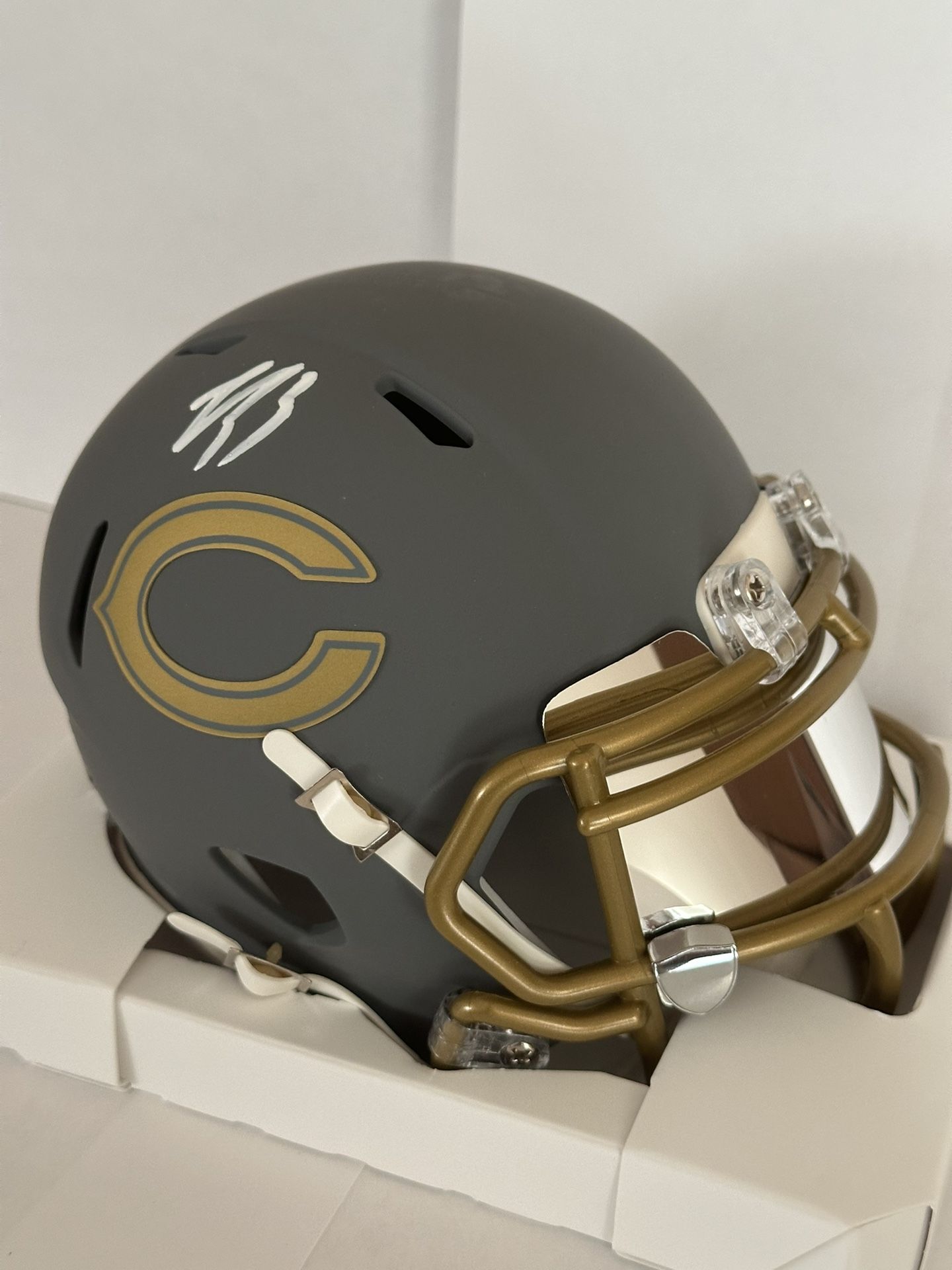 Bears Luther Burden III Autographed Slate Mini Helmet, BAS COA