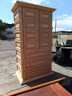 Tall Wood Armoire Dresser with Drawers