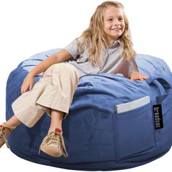 Bean Bag Chair for Adults with Removable Velvet Zippered Cover + Memory Foam Filled, 3FT Lazy Sofa for Adults/Teens to Rest/Reading/Watching/Playing, 