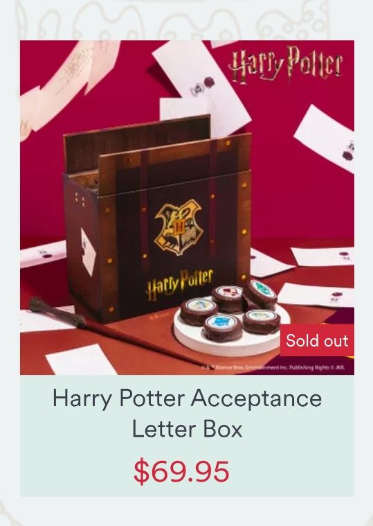 Harry Potter Send A Cake Acceptance Letter Box