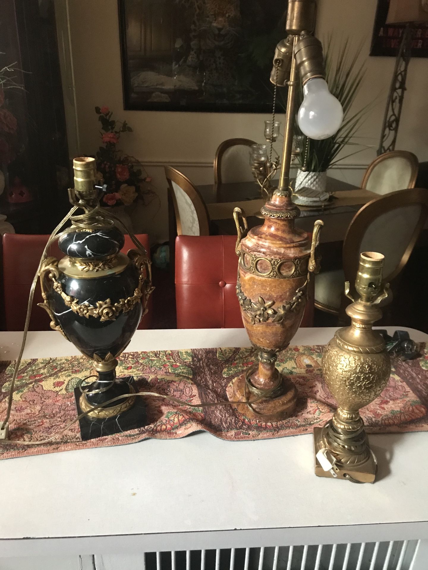 Real marble antique lamp shades included