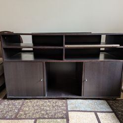 Black IKEA TV Stand And Storage Shelves 