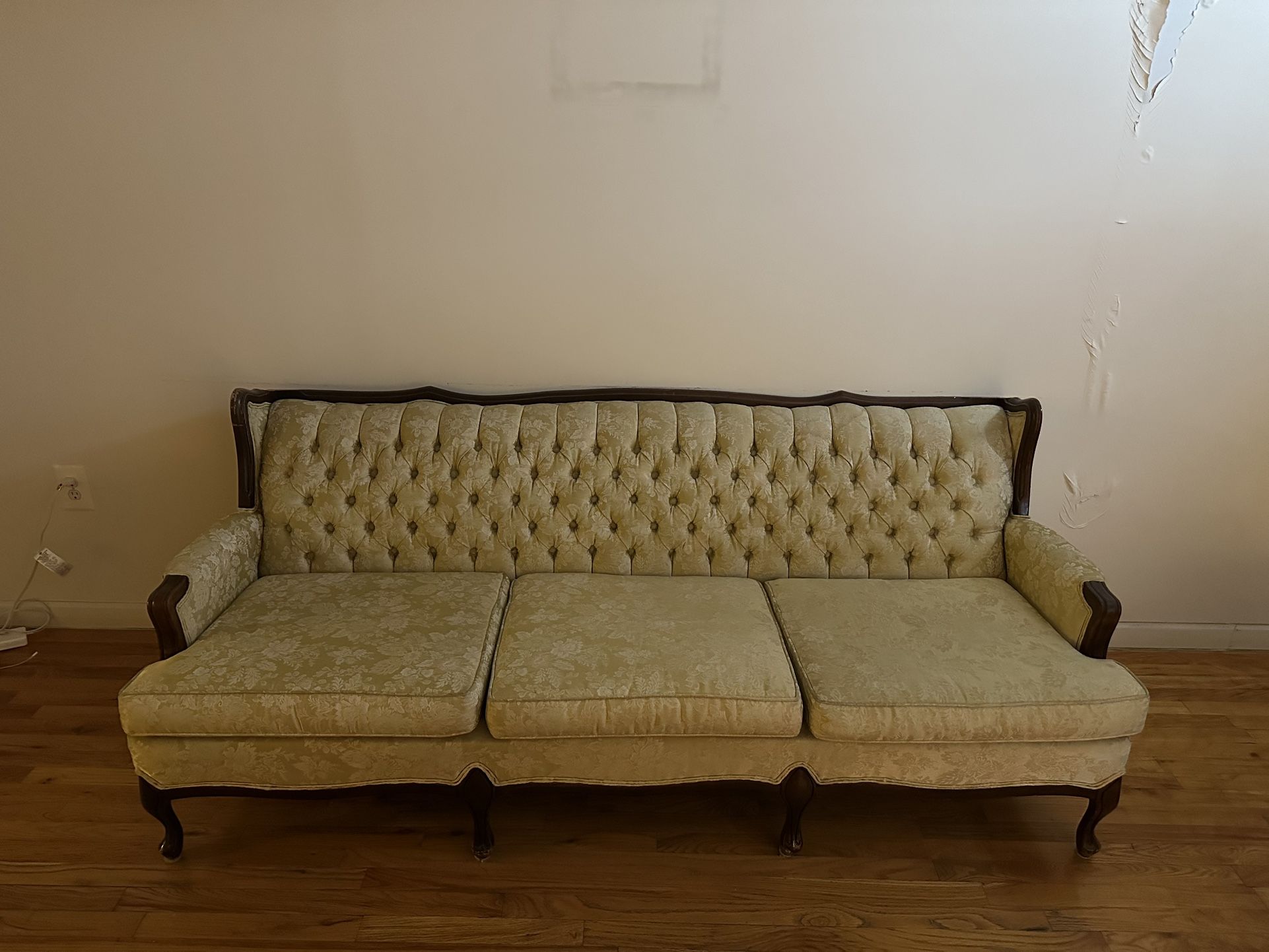 Vintage Tufted Camelback Couch Set