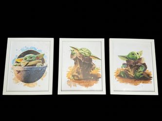 Star Wars The Mandalorian The Child (Grogu) Set of 3 Framed Print, White