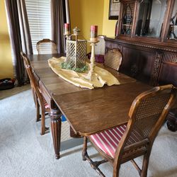 Antique Dining Set W/ China Cabinet And Buffet Cabinet