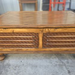 Oak coffee table & matching end tables