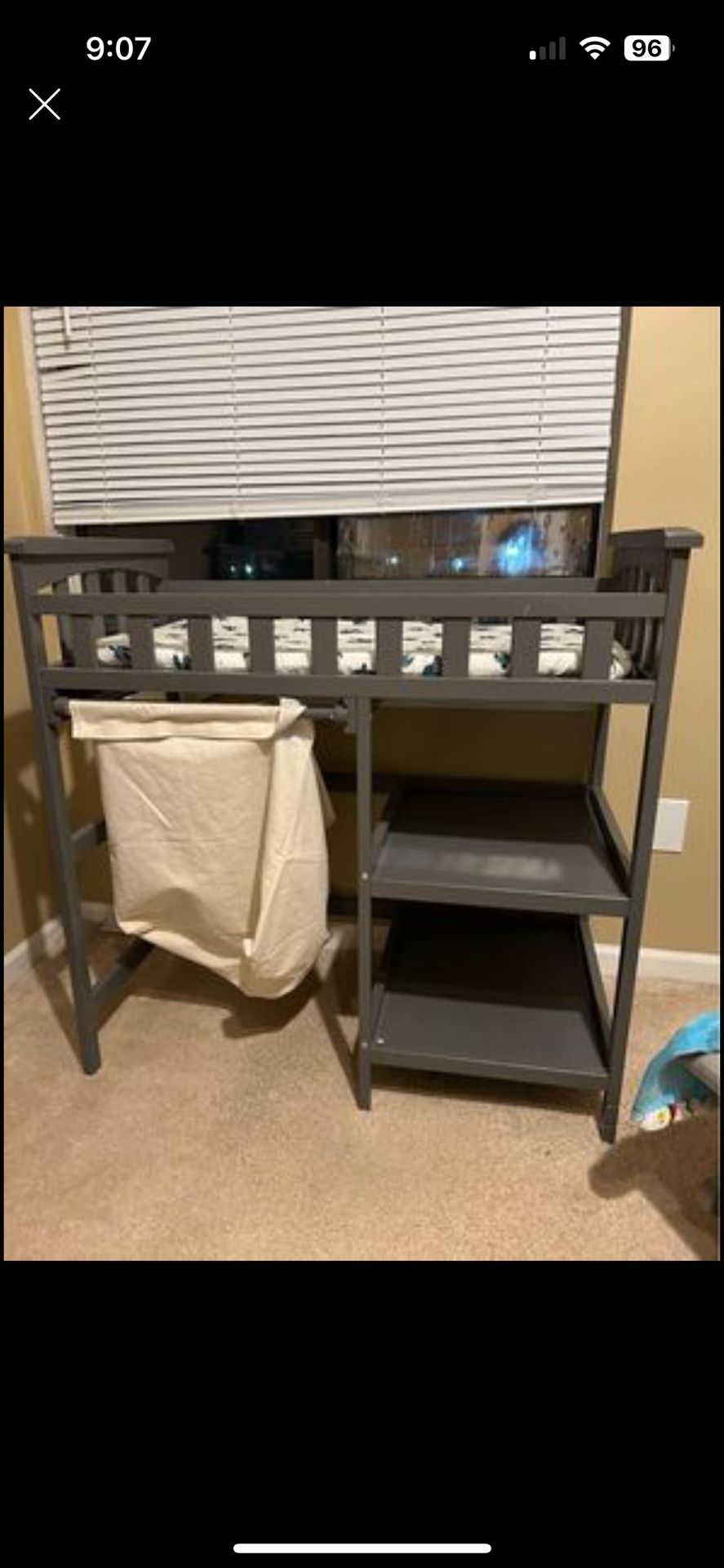 Changing table with laundry