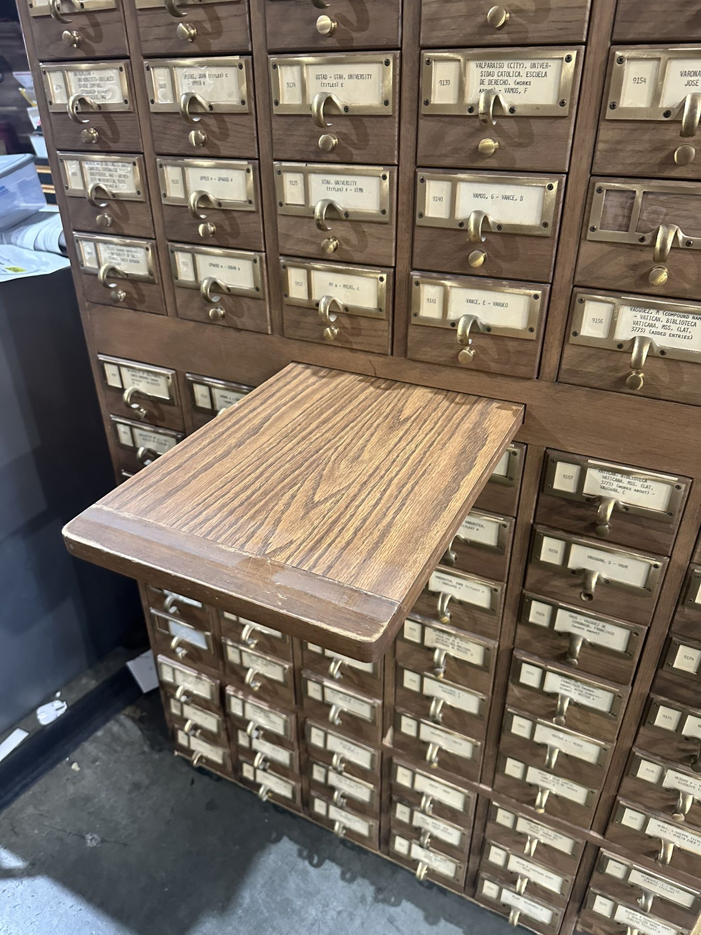 Antique 90 Drawer Wood Card Filling Catalog Cabinet