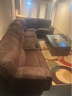 Large Brown Sectional Recliner Sofa