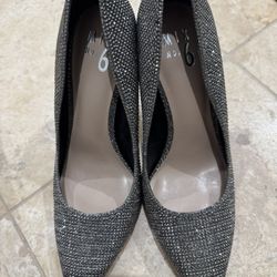 Black and Silver Heels  8W