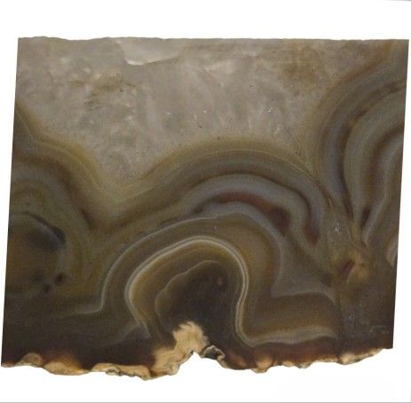 Brazilian agate polished wedge 5" long blue, deep red, brown