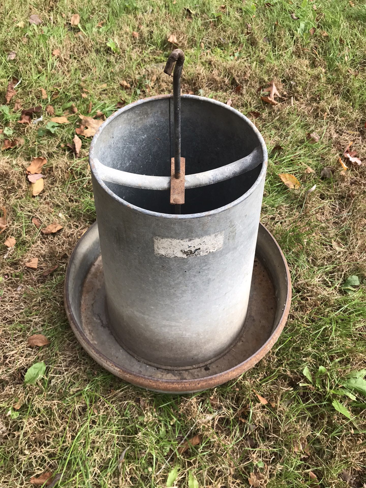 Chicken Feed Bucket Vintage Galvanized Large