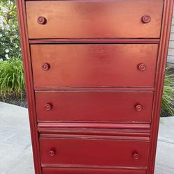 Red Four Drawer Dresser