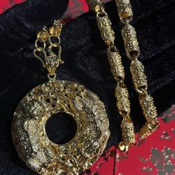 24K Gold PLATED Foo Dog Necklace