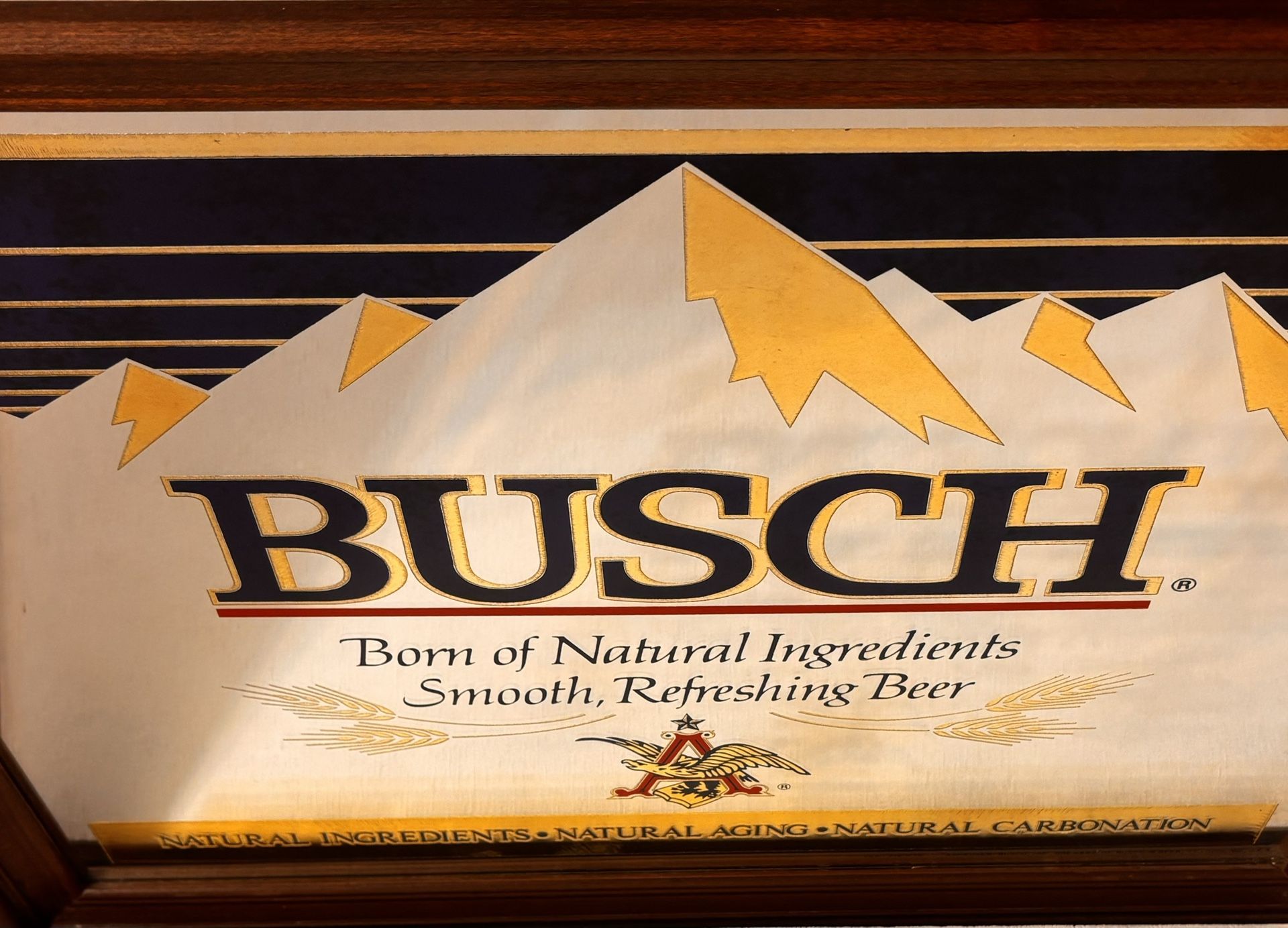 🍺 Vintage 1978–1980 Busch “Born of Natural Ingredients” Framed Bar Mirror🍺 See Full Details Below
