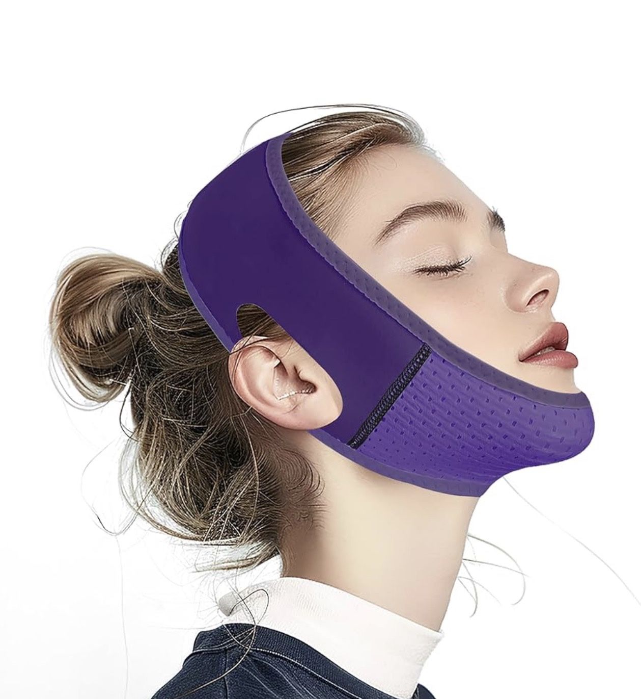 Chin Strap for Sleeping, V Line Lifting Mask, Reusable Face Strap, Jaw Exerciser (Purple)