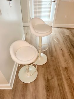 White Adjustable Bar Stools Set of 2