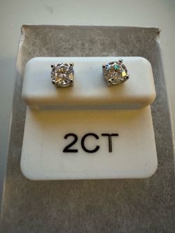 2ct Moissanite Stud Earrings GRA Certified Cert Included Sterling Silver
