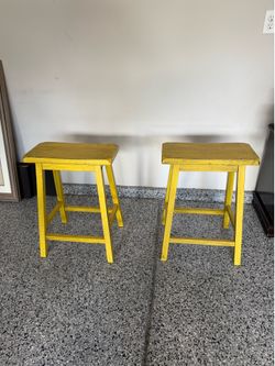 Yellow wood counter stools