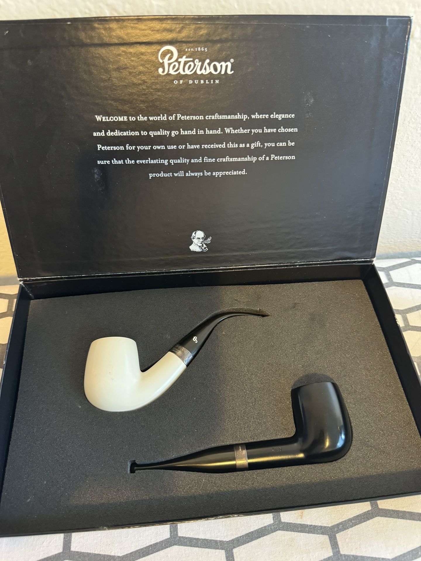 Peterson Pipes Ebony And Ivory Twin Pipe Set.