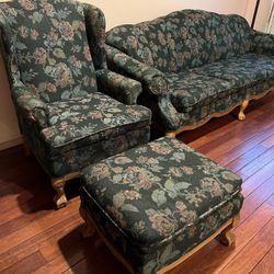 Couch and Chair + Ottoman Matching Set